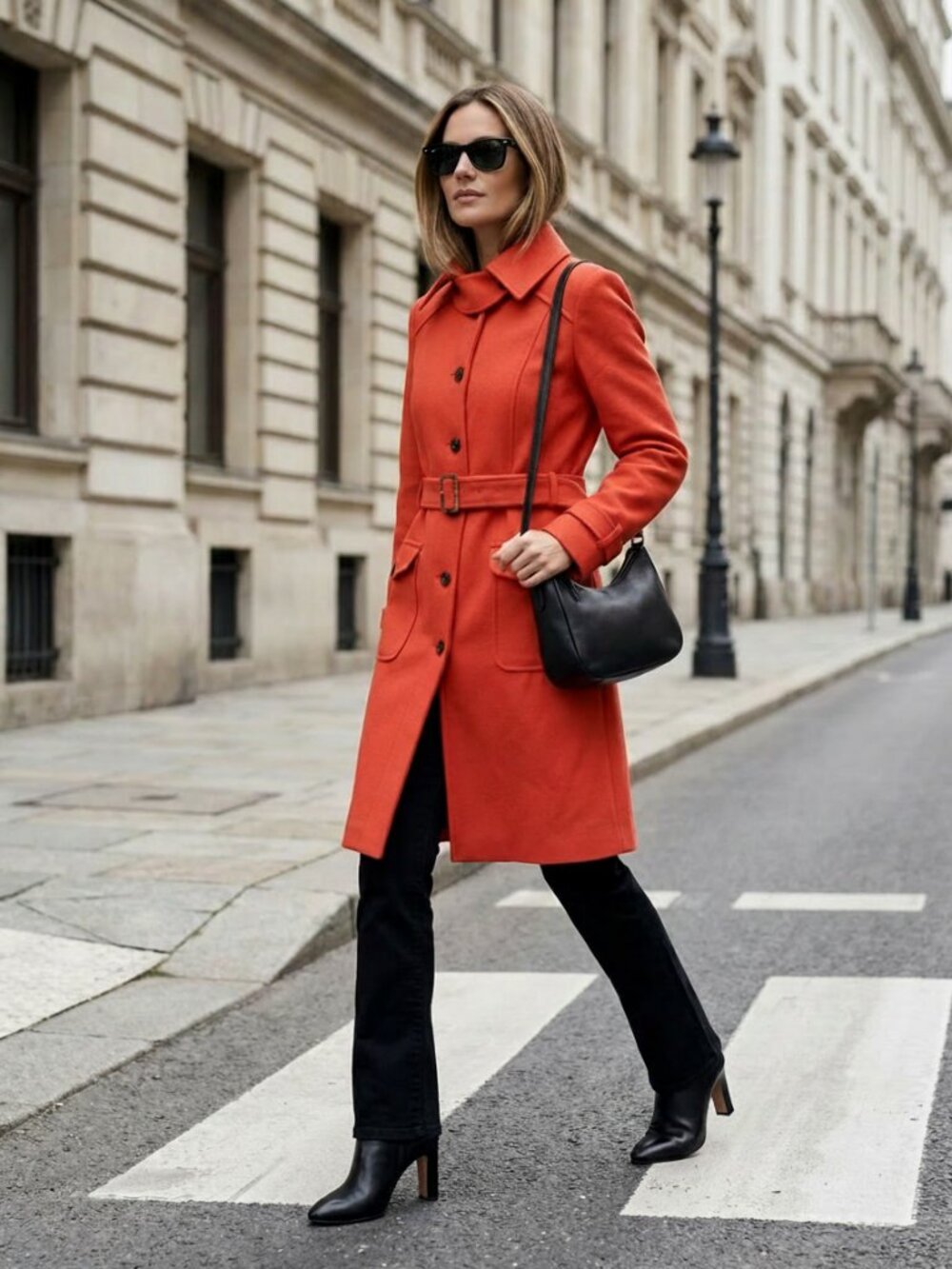 Hugo Boss Women's Belted Wool Coat Size US 8